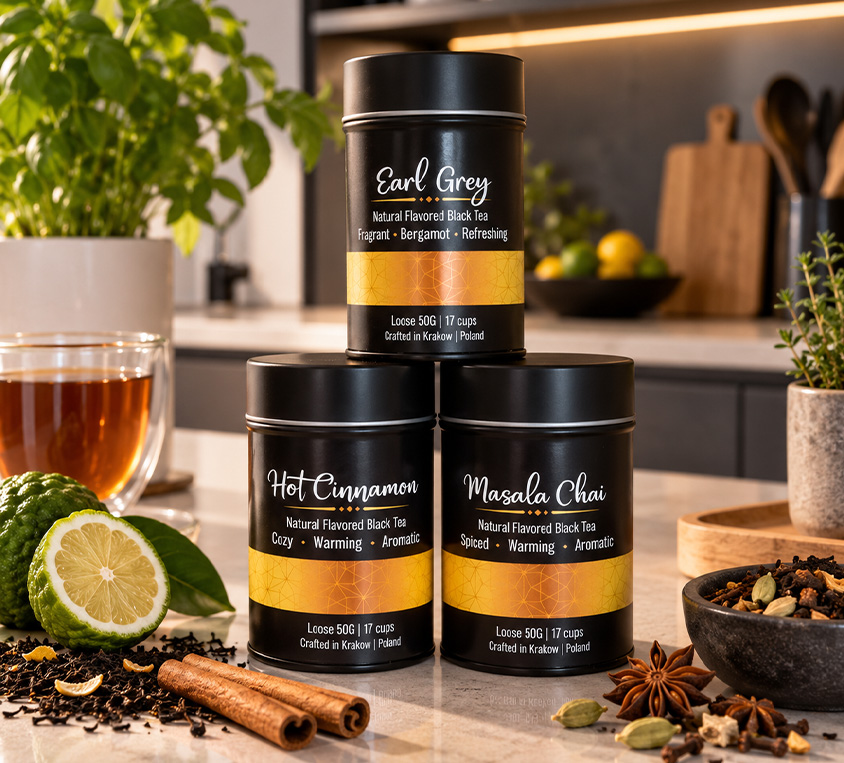 Earl Grey Leo Tea – warianty czarnej herbaty liściastej w metalowych puszkach